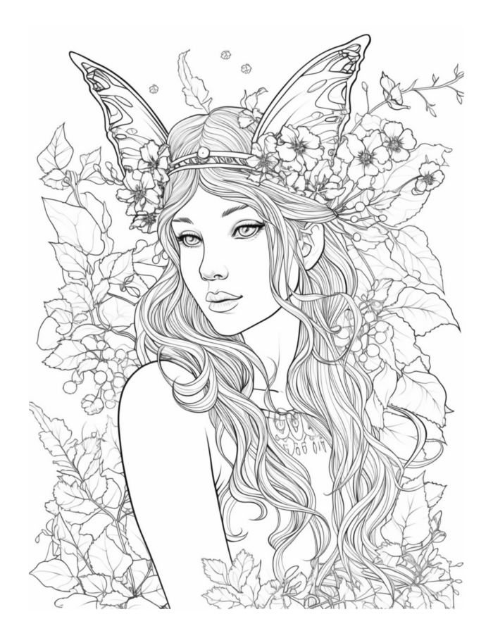 Free Enchanted Fairy Coloring Page 91