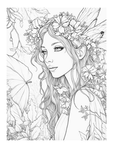 FREE Charming Fairy Coloring Page
