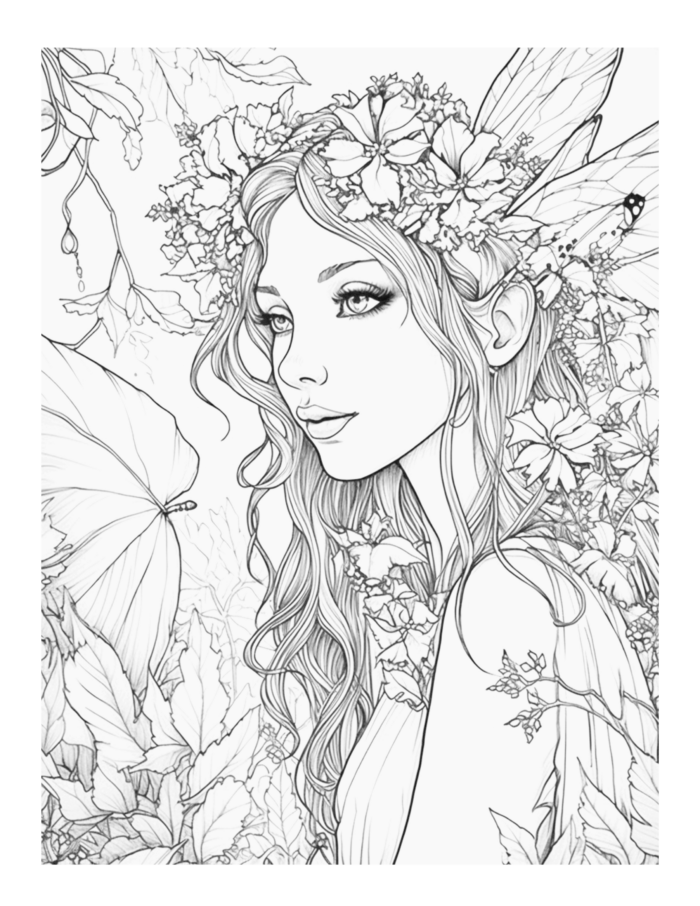 FREE Charming Fairy Coloring Page