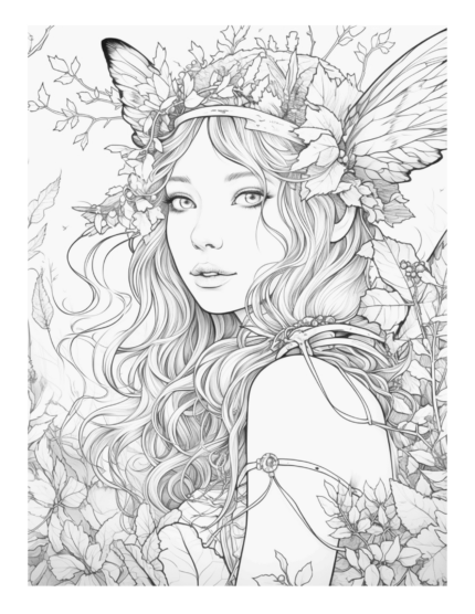 FREE Whimsical Fairy Coloring Page 