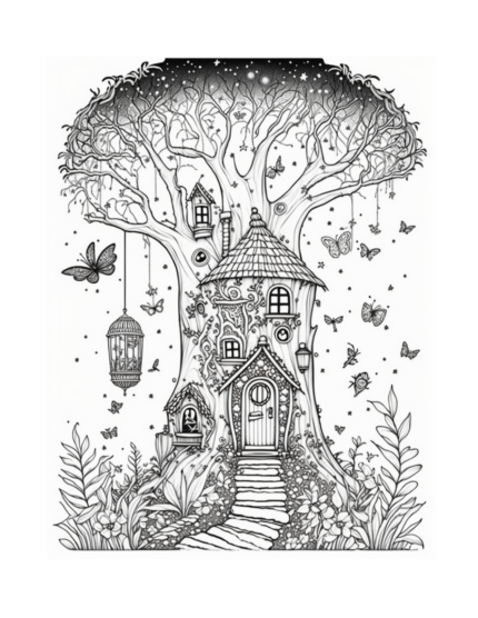 Free Fairy Houses Coloring Page 11