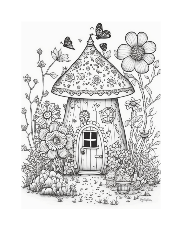 Free Printable Secret Garden - Fairy Homes Coloring Page For Kids And ...