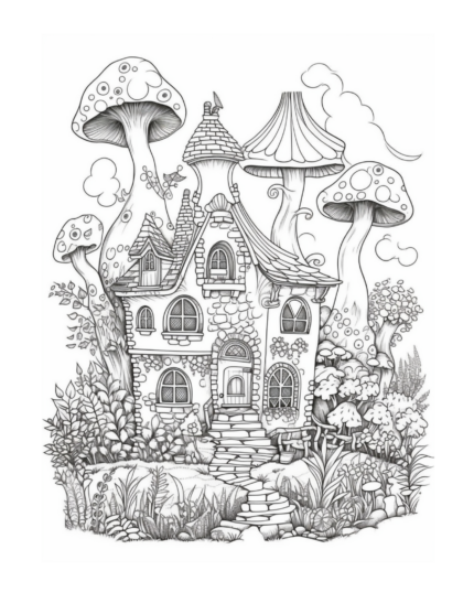 Free Fairy Houses Coloring Page 19