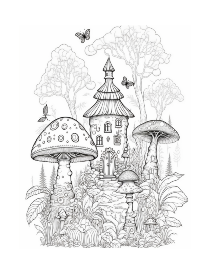 Free Fairy Houses Coloring Page 21