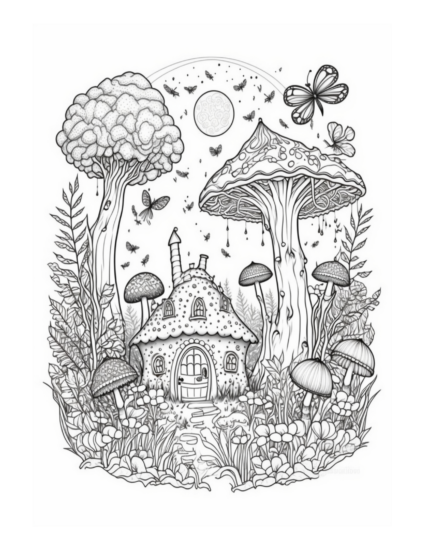 Free Fairy Houses Coloring Page 25