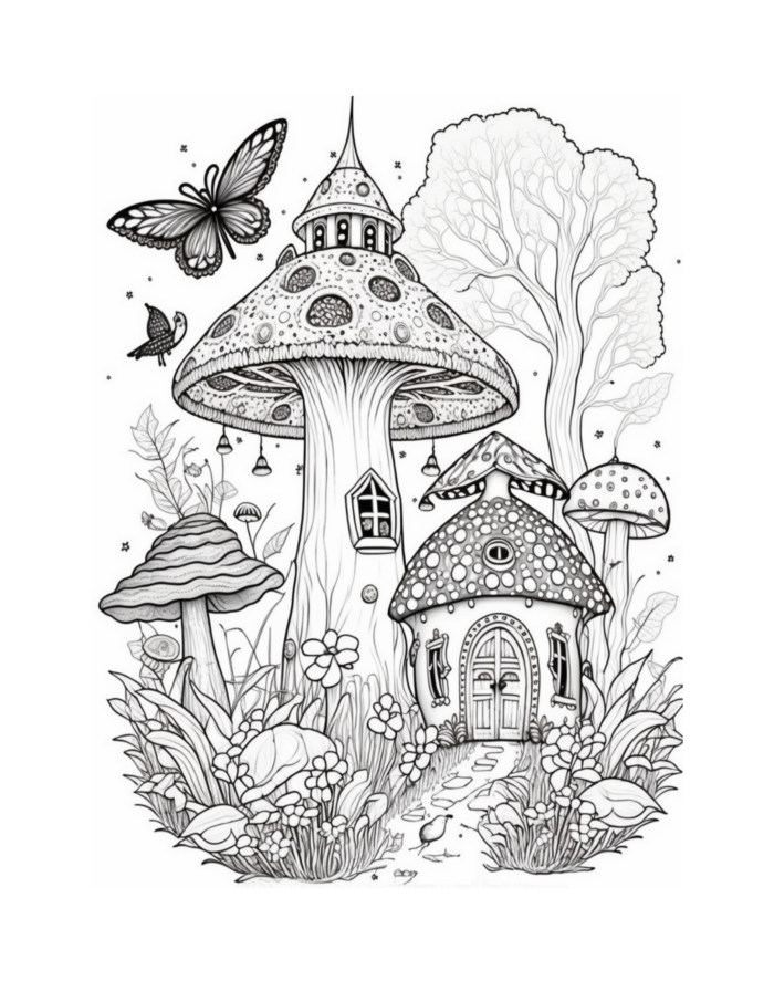 Free Fairy Houses Coloring Page 27