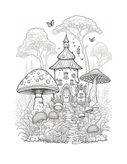 Free Fairy Houses Coloring Page 29