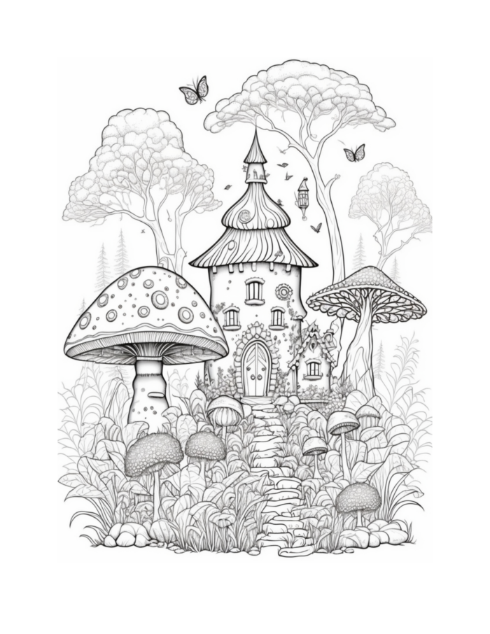 Free Fairy Houses Coloring Page 29