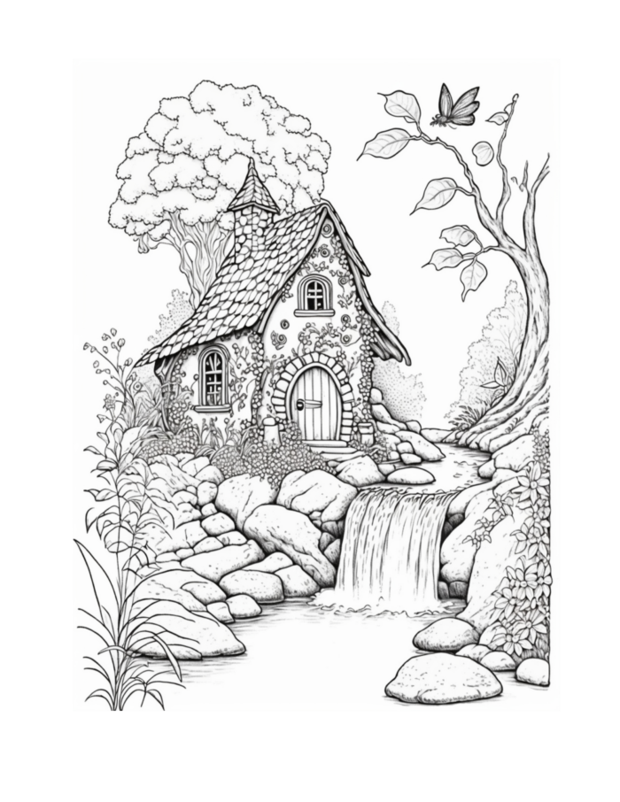 Free Fairy Houses Coloring Page 3