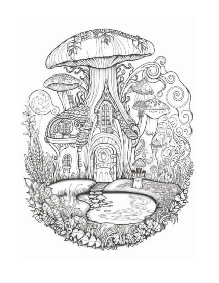 Free Fairy Houses Coloring Page 31