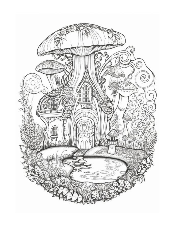 Free Fairy Houses Coloring Page 31