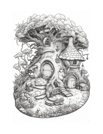 Free Fairy Houses Coloring Page 45