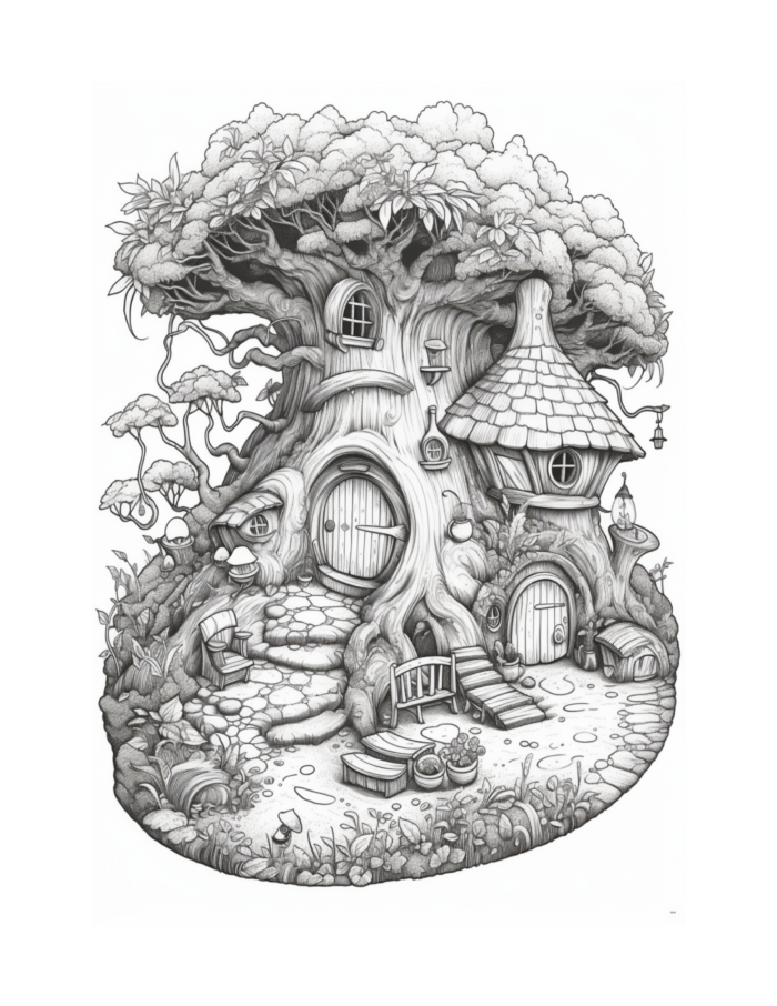 Free Fairy Houses Coloring Page 45