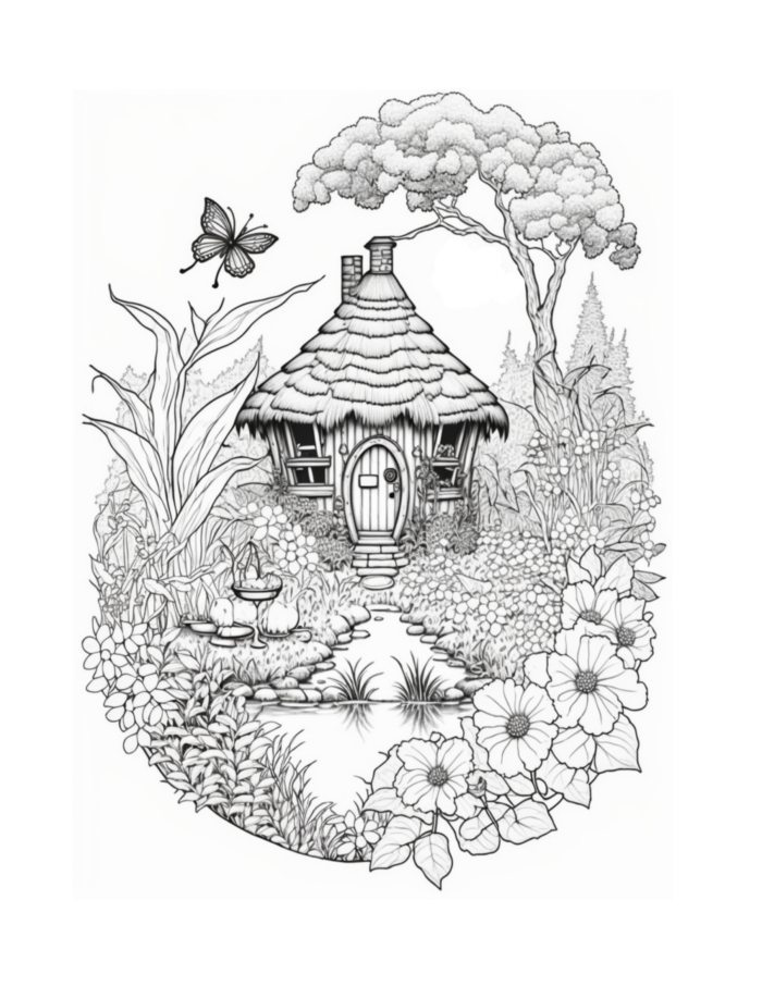 Free Fairy Houses Coloring Page 49