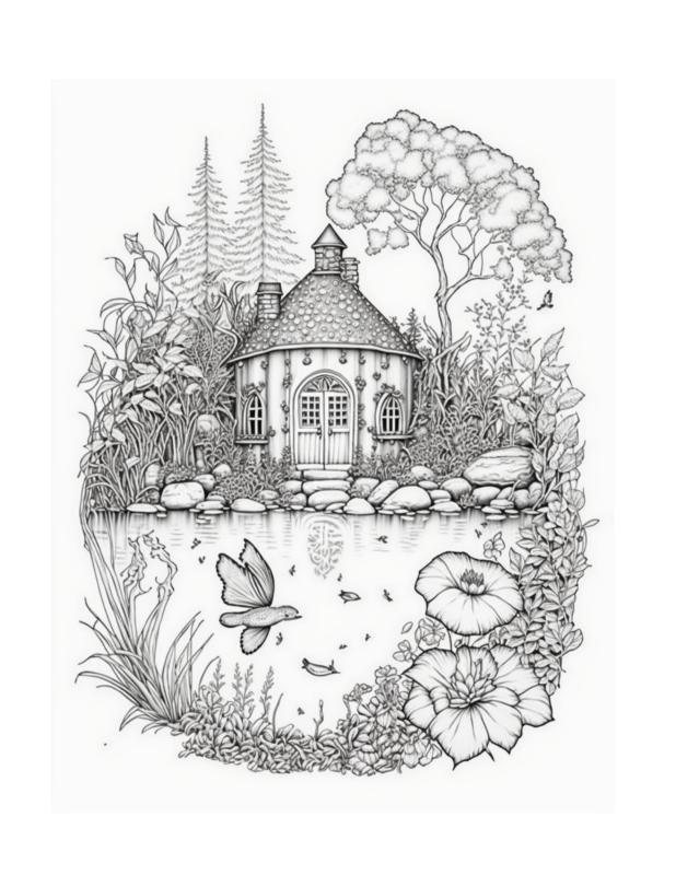 Free Printable Mystical Mushroom Mansions - Fairy Homes Coloring Page ...