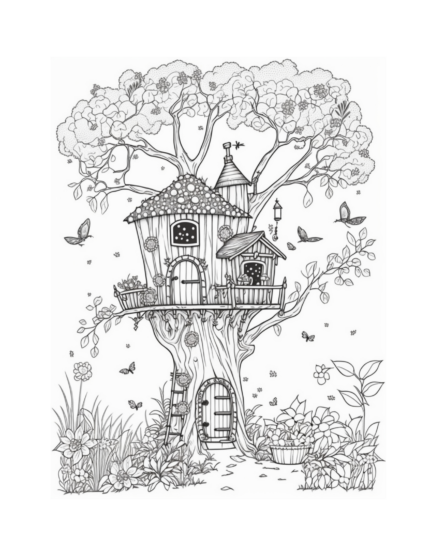 Free Fairy Houses Coloring Page 7