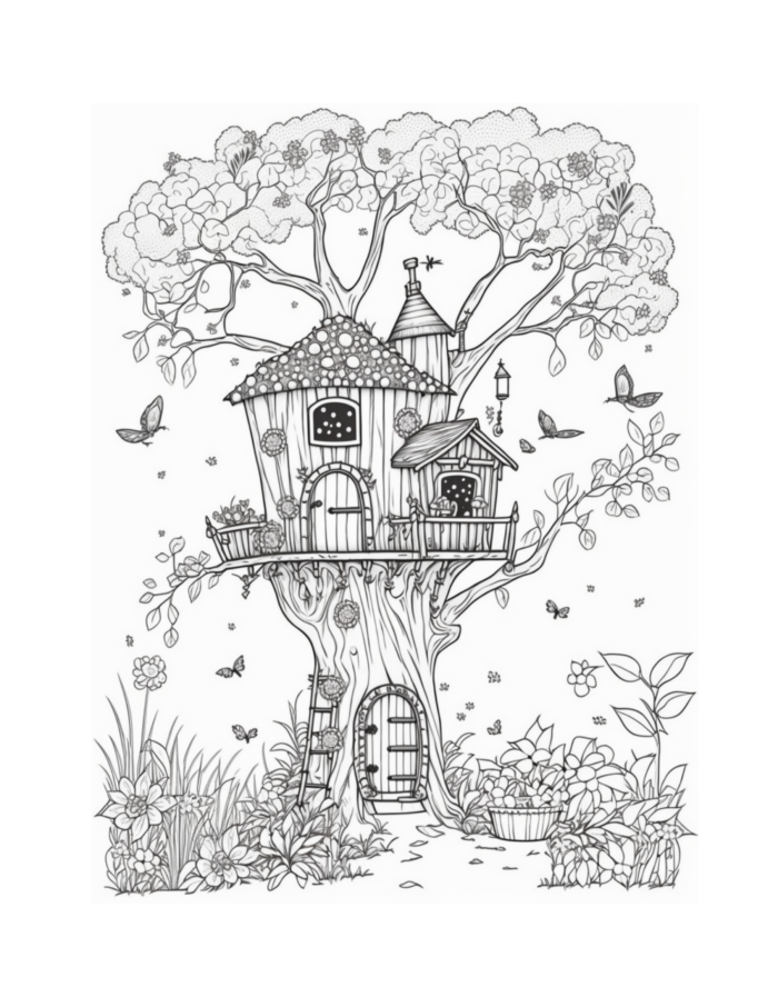 Free Fairy Houses Coloring Page 7