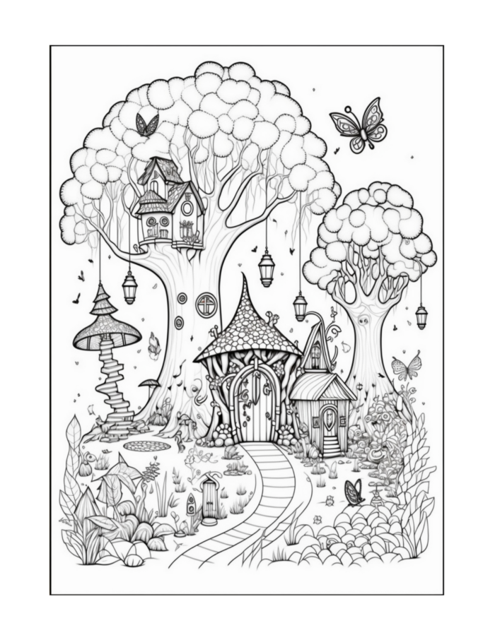 Free Fairy Houses Coloring Page 81