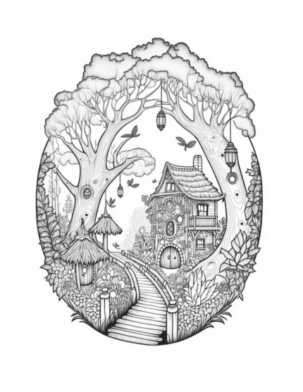 Free Fairy Houses Coloring Page 83
