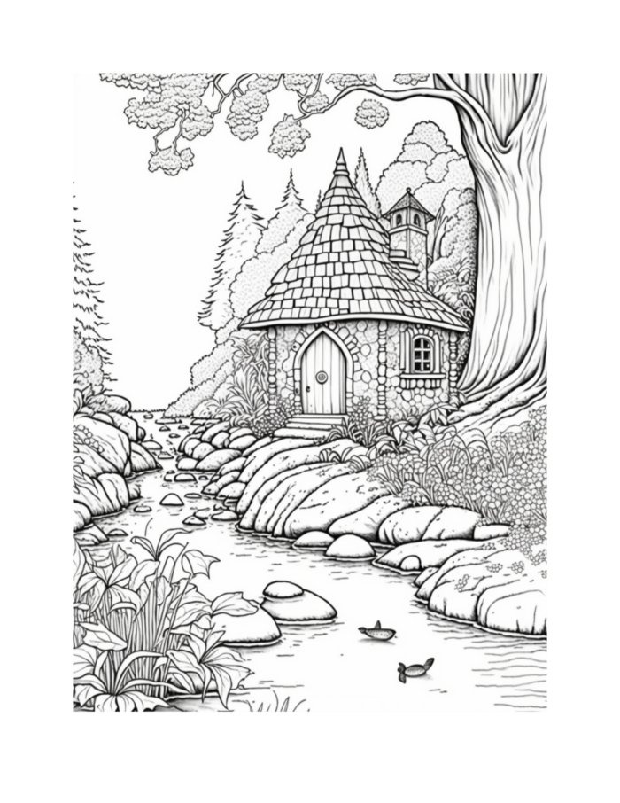 Free Fairy Houses Coloring Page