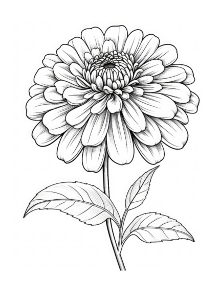 Free Dahlia Flower Coloring Page