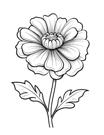 Free Zinnia Flower Coloring Page