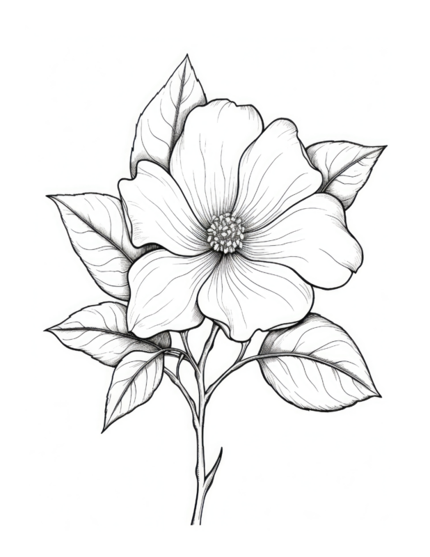 Free Printable Dogwood Dreams - Dogwood Coloring Page For Kids And Adults