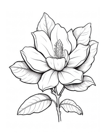 Free Magnolia Flower Coloring Page