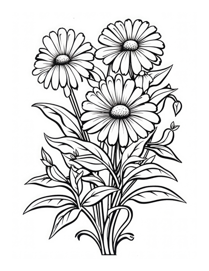 Free Daisy Flower Coloring Page