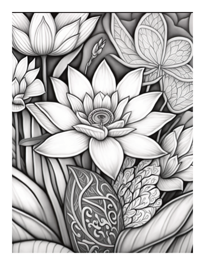 Free Flower Lotus Coloring Page