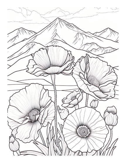 Free Flower Petals Coloring Page 7