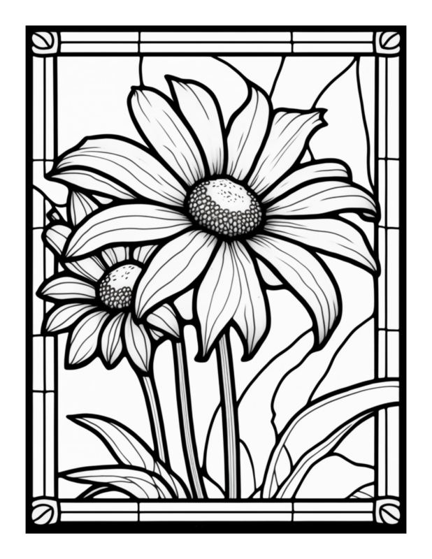 Free Printable Botanical Brilliance - Stained Glass Coloring Page For ...