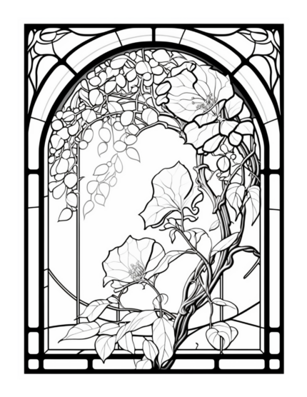 Free Flower Stained Glass Coloring Page 15