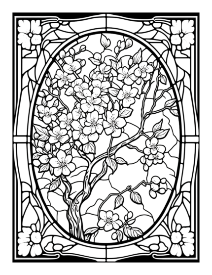 Free Flower Stained Glass Coloring Page 21