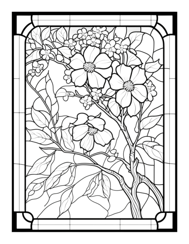 Free Printable Floral Radiance - Stained Glass Coloring Page For Kids ...