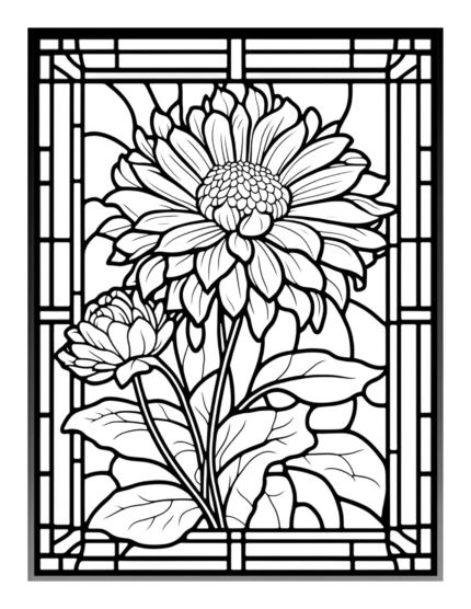 Free Flower Stained Glass Coloring Page 25