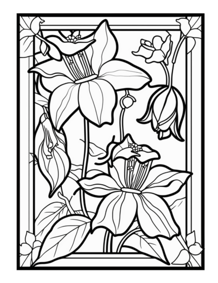 Free Flower Stained Glass Coloring Page 27