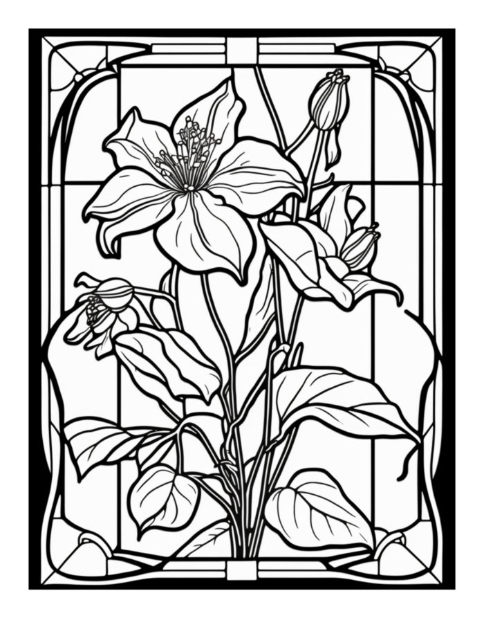 Free Flower Stained Glass Coloring Page 29