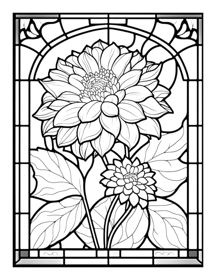 Free Flower Stained Glass Coloring Page 35