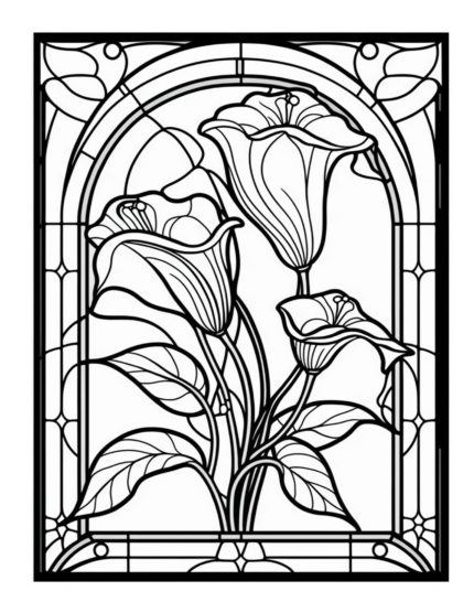 Free Flower Stained Glass Coloring Page 37