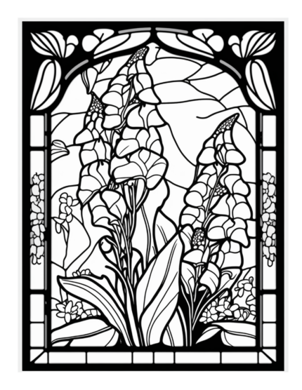 Free Flower Stained Glass Coloring Page 41