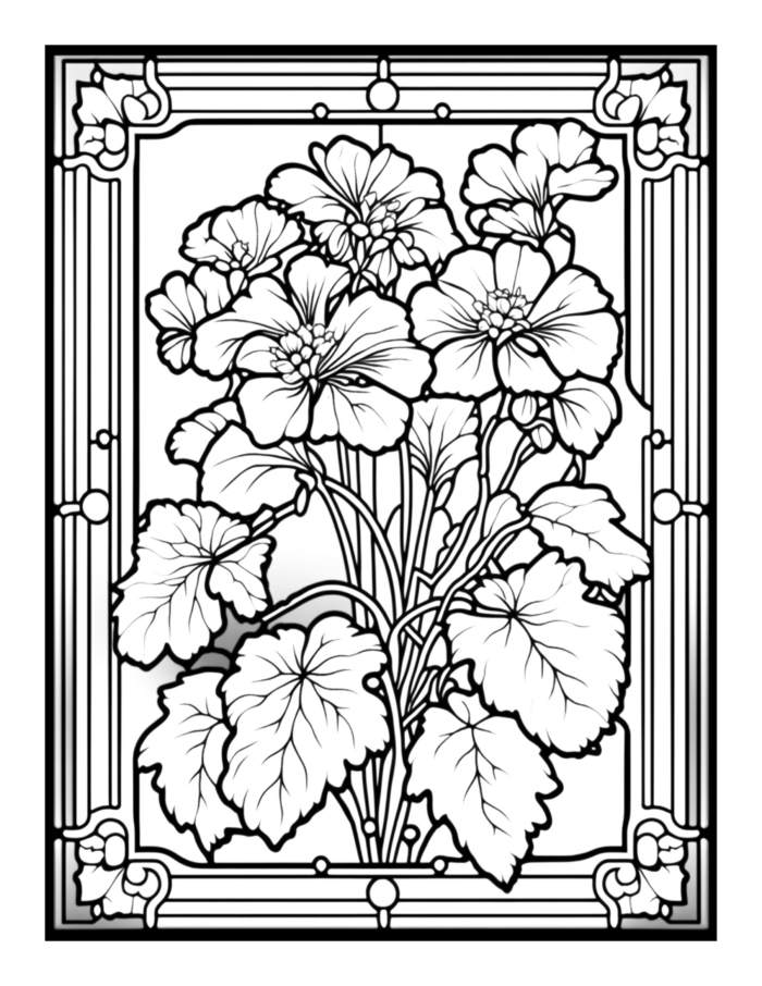 Free Flower Stained Glass Coloring Page 43