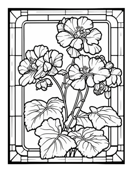 Free Flower Stained Glass Coloring Page 45