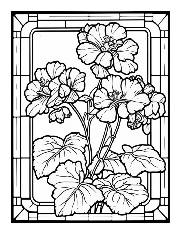 Free Flower Stained Glass Coloring Page 45