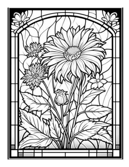 Free Flower Stained Glass Coloring Page 49
