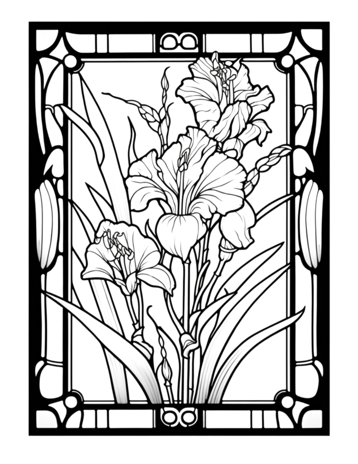 Free Flower Stained Glass Coloring Page 51