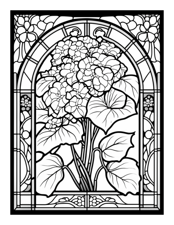 Free Flower Stained Glass Coloring Page 55