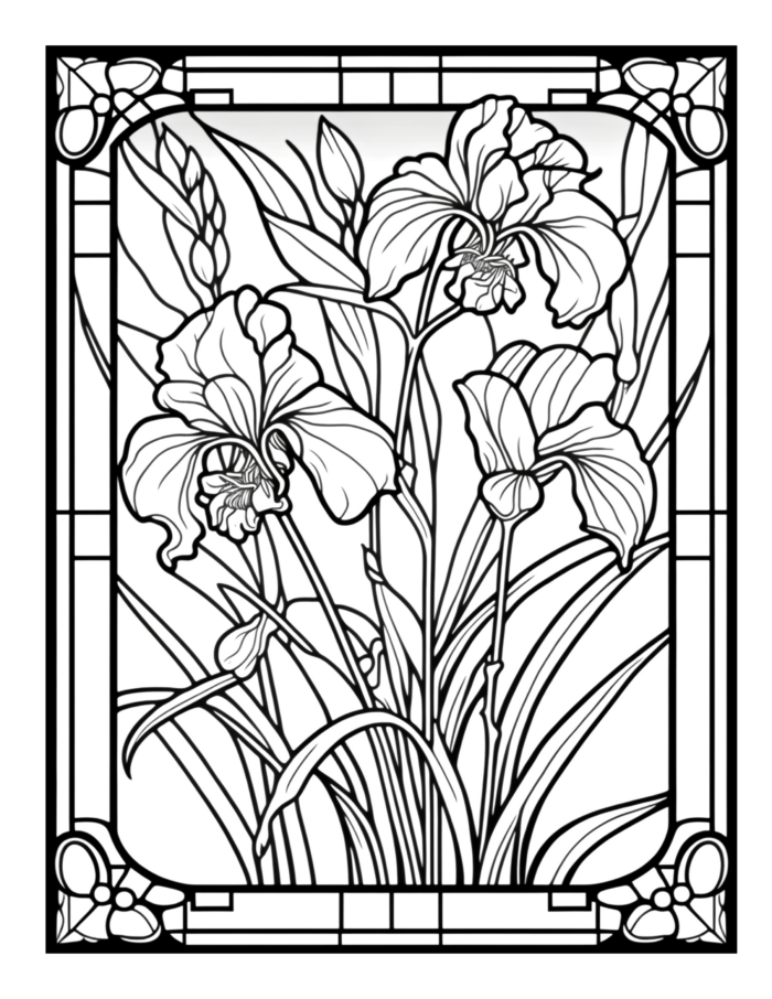 Free Flower Stained Glass Coloring Page 59