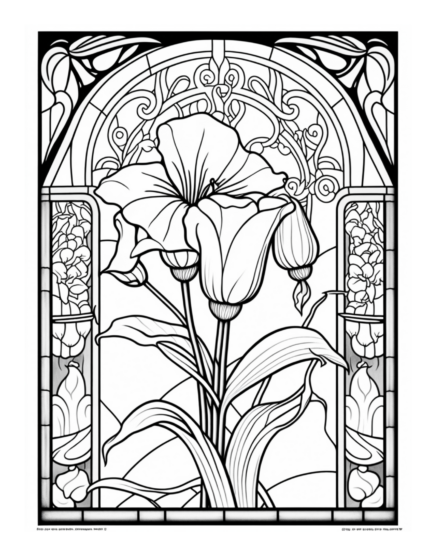 Free Flower Stained Glass Coloring Page 65