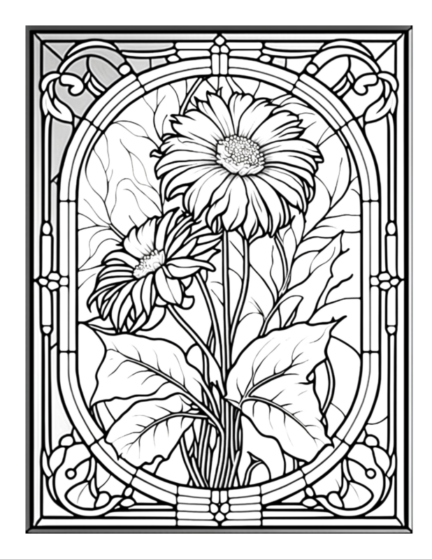 Free Printable Bouquet Bliss - Stained Glass Coloring Page For Kids And ...